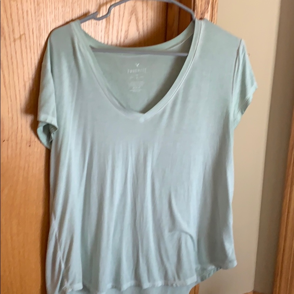 Light green American Eagle V-neck T-shirt